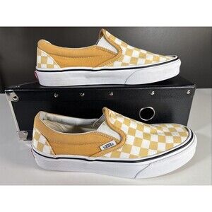 Vans Checkerboard Yellow Shoes (Mens 5.5 / Womens 7) Classic Slip On Sneakers